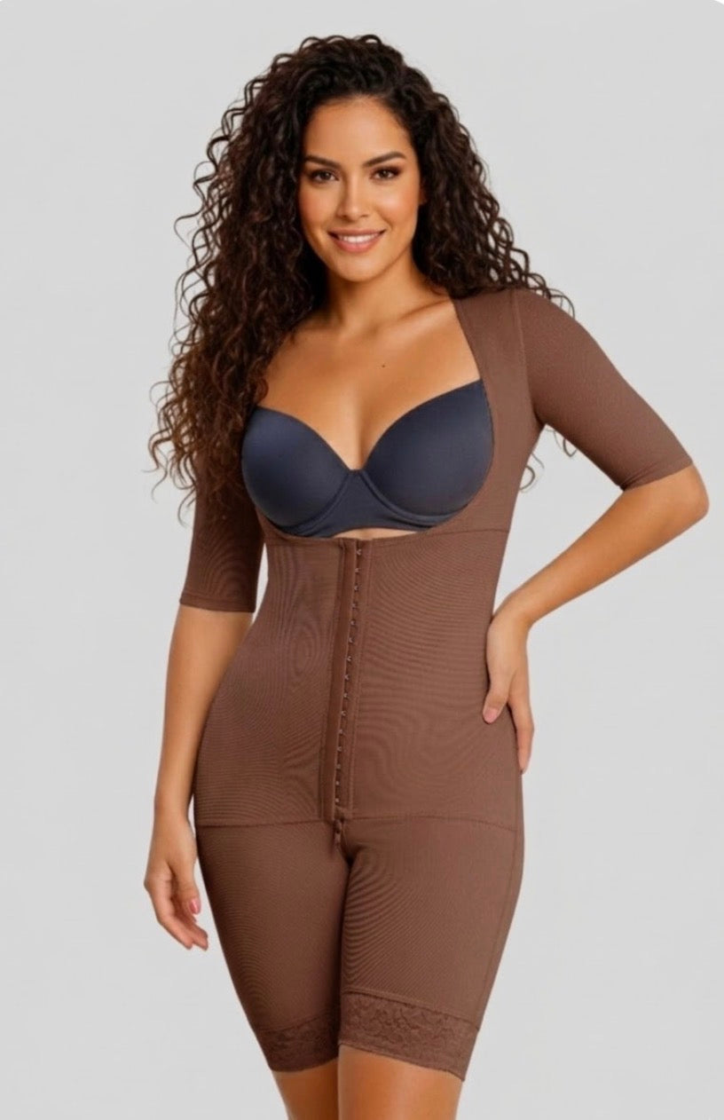 Full Body Mid thigh Shapewear with arm compression