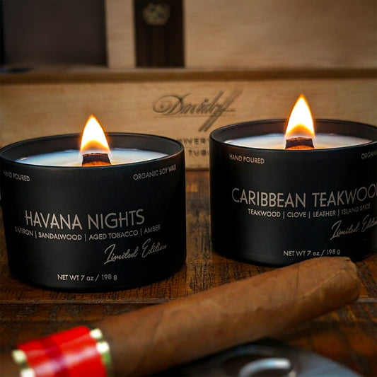 2 Wood Wick Candle Set for Men | Masculine Scent | Gift Box