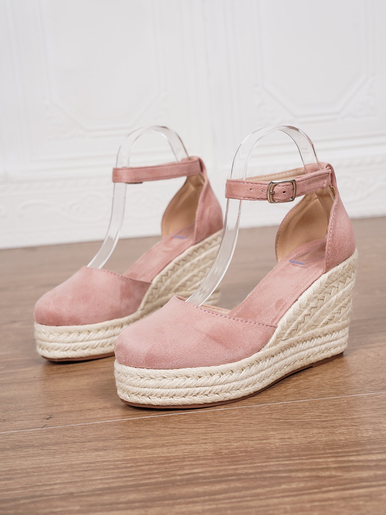 Platform Espadrille Sandals With Ankle Strap – Women's Chunky Heel Buckle Sandals