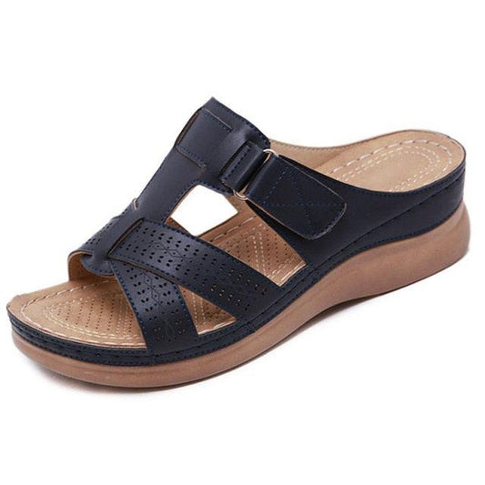Summer Women Sandals Open Toe Sandals Vintage Anti Slip Leather Casual Platform Retro Shoes Sandals Comfy Peep Toe Slides Sandals Vintage Indoor Outdoor Summer Beach Slippers